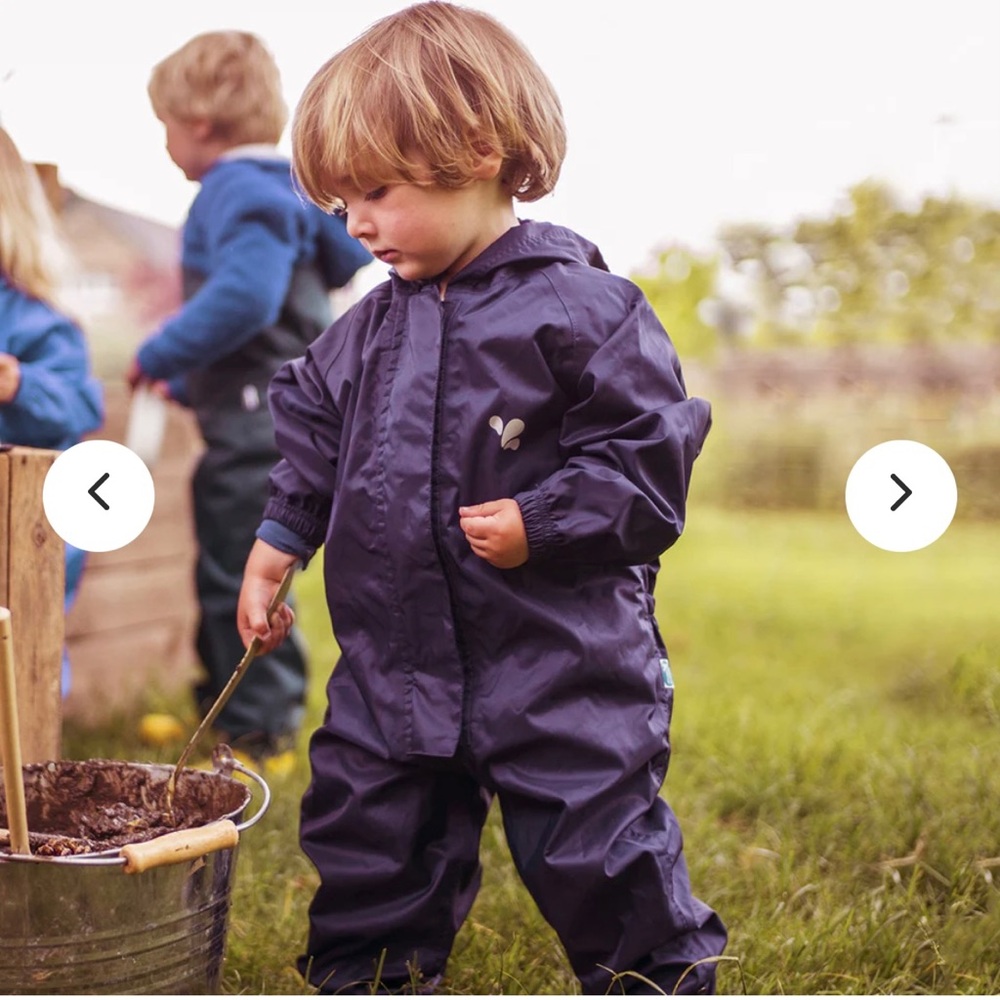 Muddy Puddles navy waterproof rain suit, sz 18-24 months - Picture 6 of 9